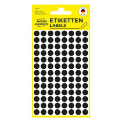Avery 3009 Labels-Etiketter, sorte runde Ø8mm