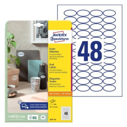 Avery 6241-10 Ovale produktetiketter 40x20mm 10ark