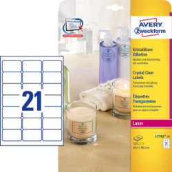 Avery L7782-25 Crystal klare etiketter 21 pr. ark 63