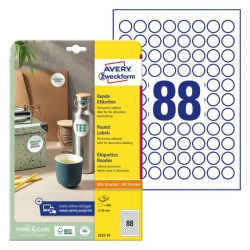 Avery 6222-10 Runde produktetiketter Ø20mm 10ark