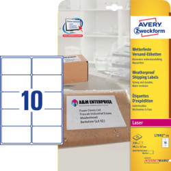 Avery L7992-25 Vejrbestandige Shipping etiketter 10 pr. ark 99