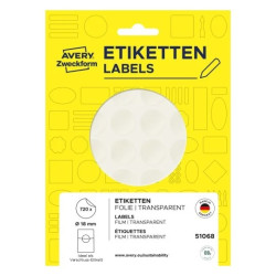 Avery 51068 Forseglingsetiketter transparent Ø18mm