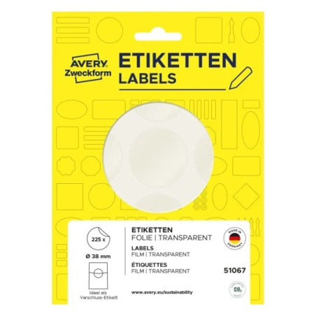 Avery 51067 Forseglingsetiketter transparent Ø38mm