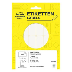 Avery 51066 Selvklæbende navneskilte 76x19mm