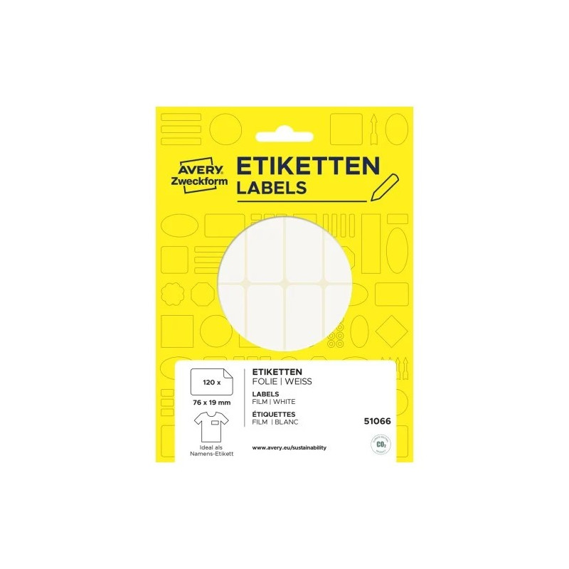 Avery 51066 Selvklæbende navneskilte 76x19mm Avery 51066 Selvklæbende navneskilte 76x19mm