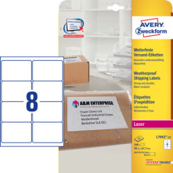 Avery L7993-25 Vejrbestandige Shipping etiketter 8 pr. ark 99