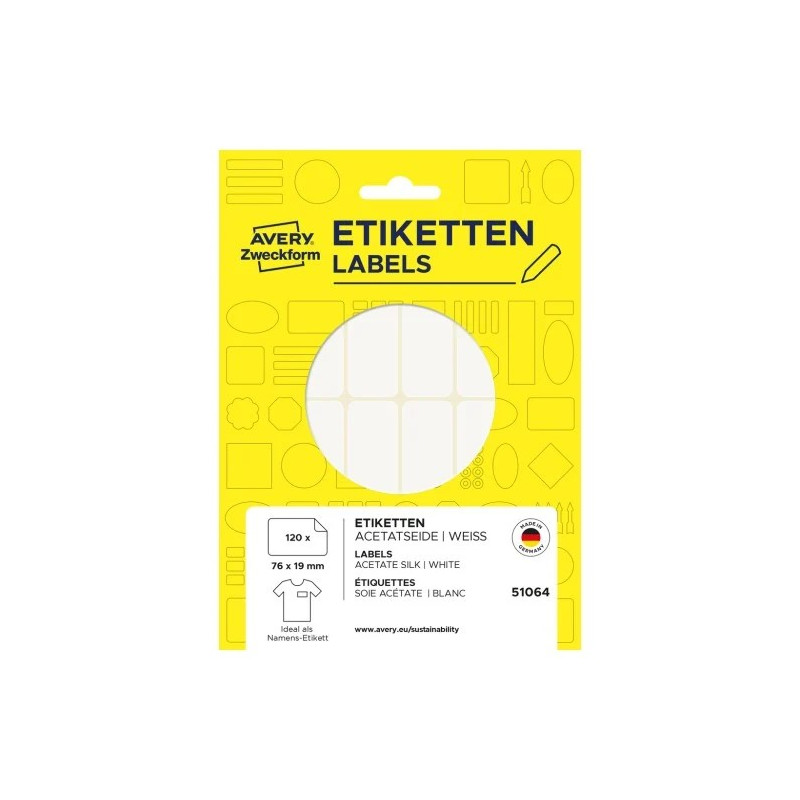 Avery 51064 Selvklæbende navneskilte 76x19mm Avery 51064 Selvklæbende navneskilte 76x19mm