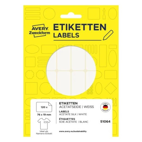 Avery 51064 Selvklæbende navneskilte 76x19mm 120 etiketter