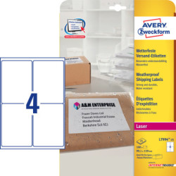 Avery L7994-25 Vejrbestandige Shipping etiketter 4 pr. ark 99