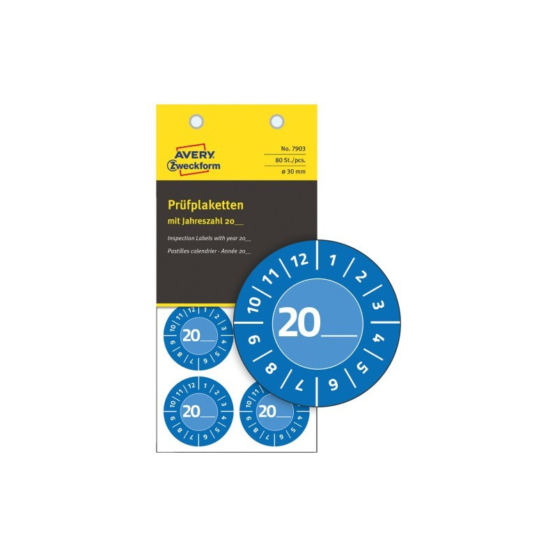 Avery 7903 Blå inspektionsetiket Vinyl Ø30mm Avery 7903 Blå inspektionsetiket Vinyl Ø30mm