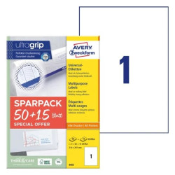 Avery 6603 Universaletiketter med ultragrip 210x297mm