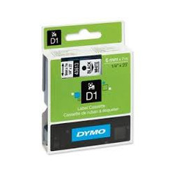 DYMO 43613 D1 Tape 6mm x 7m sort på hvid