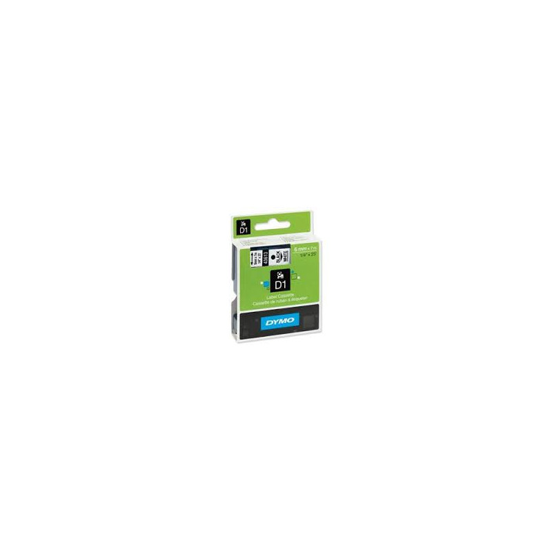 DYMO 43613 D1 Tape 6mm x 7m sort på hvid