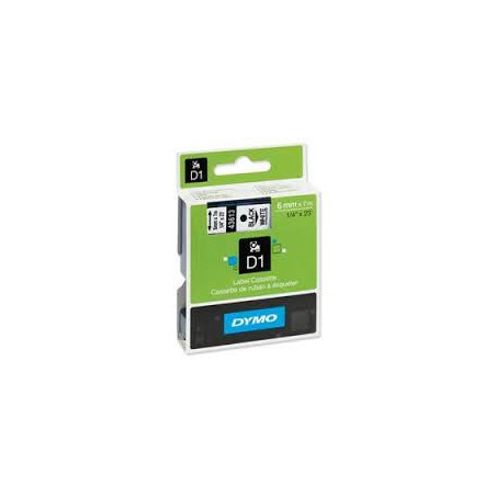 DYMO 43613 D1 Tape 6mm x 7m sort på hvid