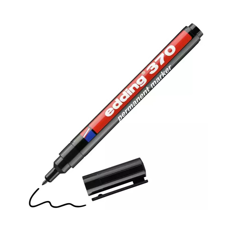 Edding 370-1 sort Permanent marker, rund spids 1mm (10stk.)
