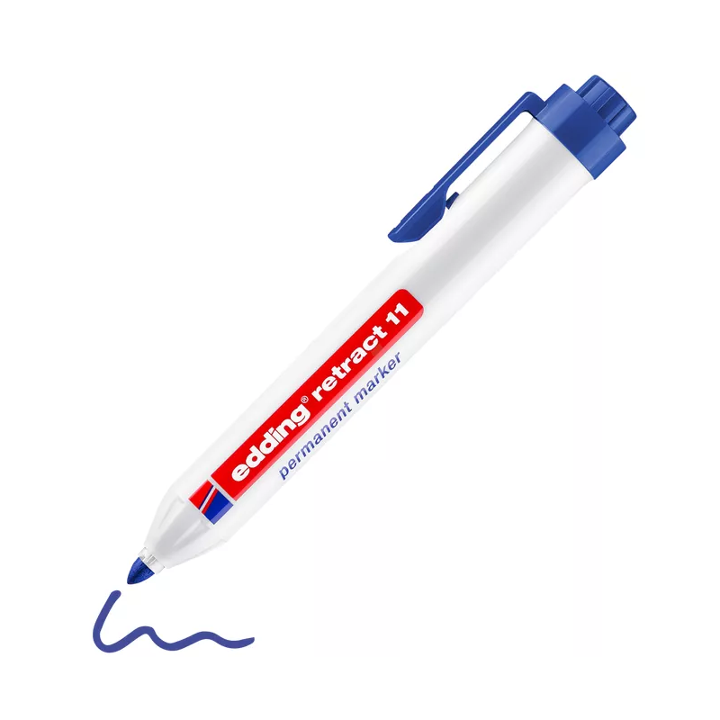 Edding 11-3 blå retract permanent marker, rund spids 1,5-3mm