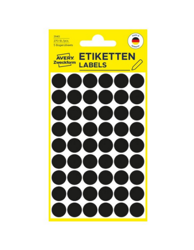 Avery 3140 Labels, sorte runde Ø12mm