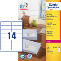 Avery LR7163-100 Adresse etiketter DL kuverter 14 pr. ark 99.1 x 38.1 100 ark