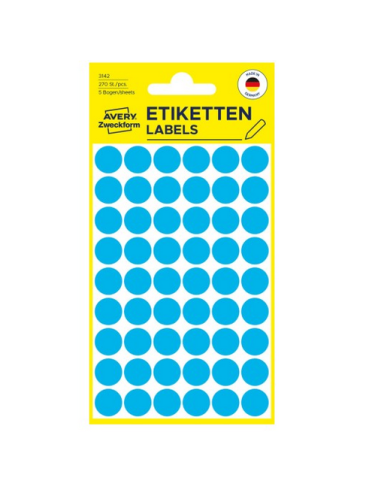 Avery 3142 Labels, blå runde Ø12mm