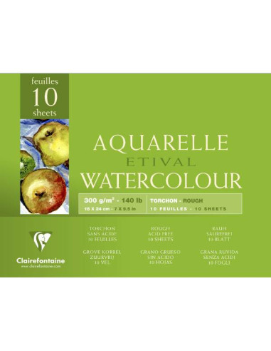 Etival 96560 Akvarelblokke 300gr. Torchon 18x24cm (4stk.)