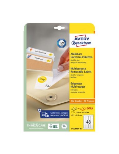 Avery L4736Rev-25 Aftagelige etiketter