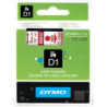 DYMO 45012 D1 Tape 12mmx7m rød på klar-transparent