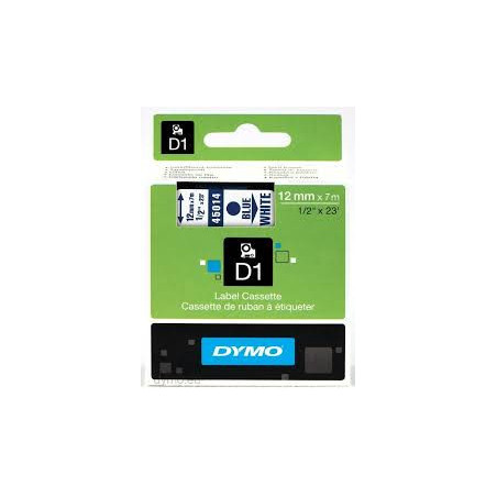 DYMO 45014 D1 Tape 12mm x 7m blå på hvid