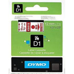 DYMO 45015 D1 Tape 12mm x 7m rød på hvid