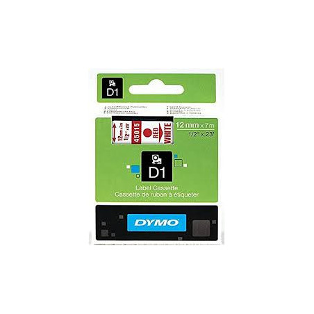 DYMO 45015 D1 Tape 12mm x 7m rød på hvid
