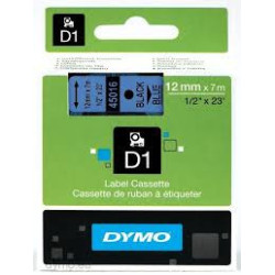 DYMO 45016 D1 Tape 12mm x 7m sort på blå