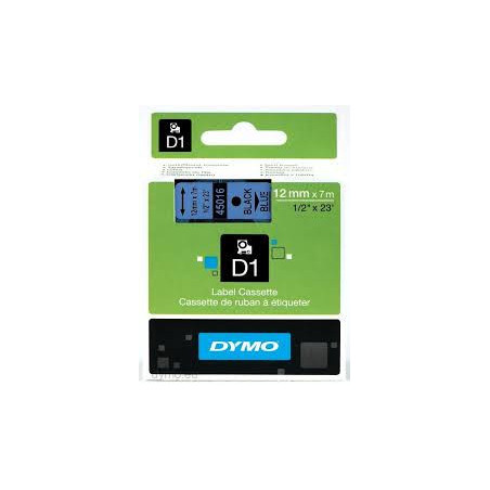 DYMO 45016 D1 Tape 12mm x 7m sort på blå