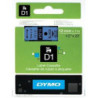 DYMO 45016 D1 Tape 12mm x 7m sort på blå