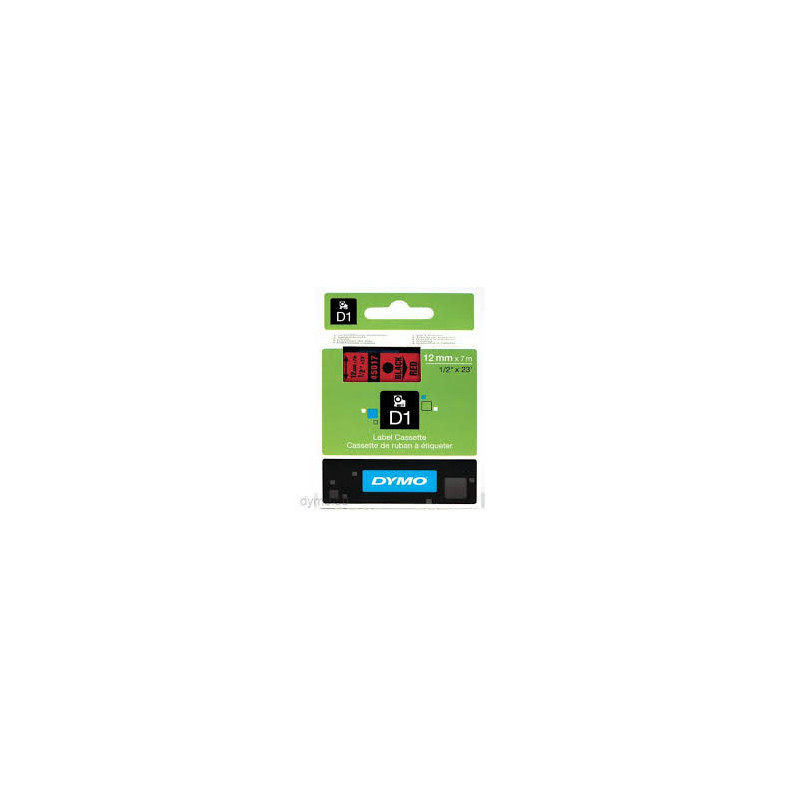 DYMO 45017 D1 Tape 12mm x 7m sort på rød