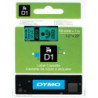 DYMO 45019 D1 Tape 12mm x 7m sort på grøn