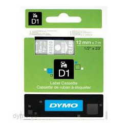 DYMO 45020 D1 Tape 12mm x 7m hvid på klar-transparent