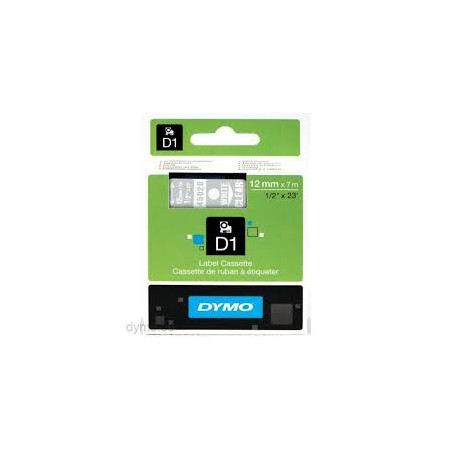 DYMO 45020 D1 Tape 12mm x 7m hvid på klar-transparent