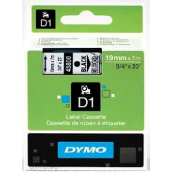 DYMO 45800 D1 Tape 19mm x 7m sort på klar-transparent