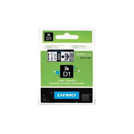 DYMO 45800 D1 Tape 19mm x 7m sort på klar-transparent