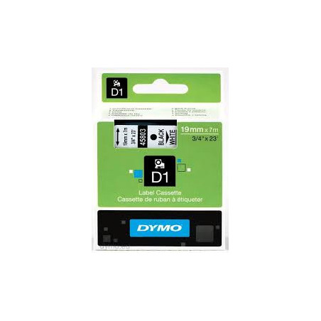 DYMO 45803 D1 Tape 19mm x 7m sort på hvid