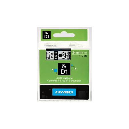 DYMO 53710 D1 Tape 24mm x 7m sort på klar
