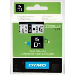 DYMO 53713 D1 Tape 24mm x 7m sort på hvid