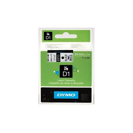 DYMO 53713 D1 Tape 24mm x 7m sort på hvid