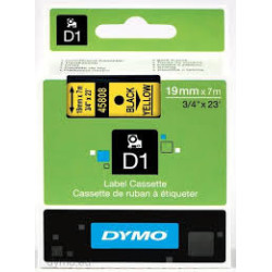 DYMO 45808 D1 Tape 19mm x 7m sort på gul
