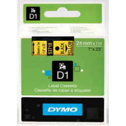 DYMO 53718 D1 Tape 24mm x 7m sort på gul