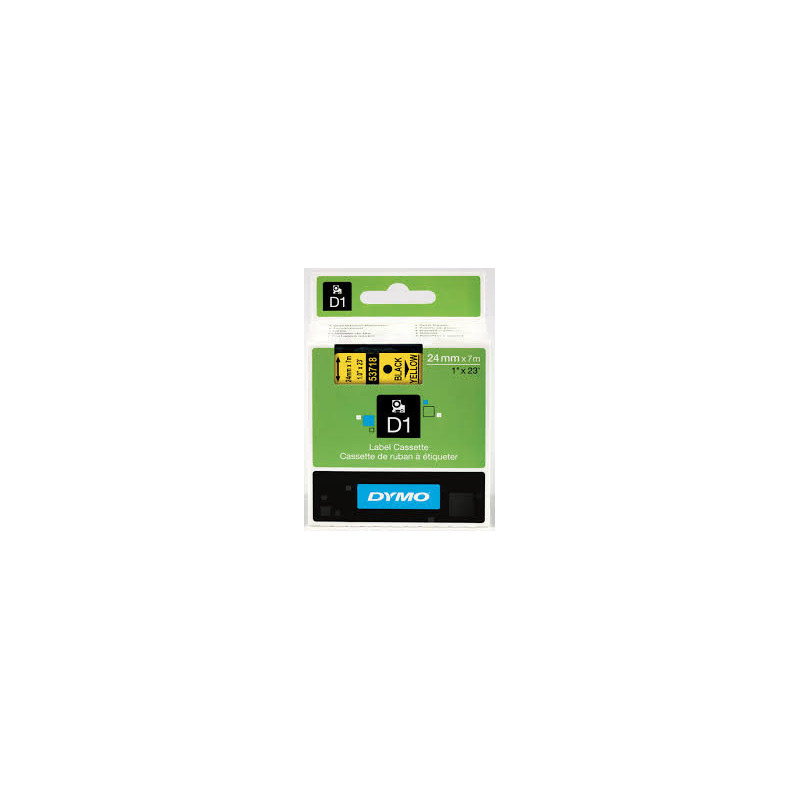 DYMO 53718 D1 Tape 24mm x 7m sort på gul