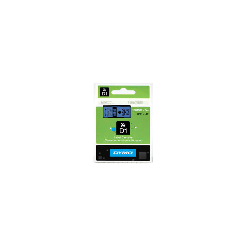 DYMO 45806 D1 Tape 19mm x 7m sort på blå