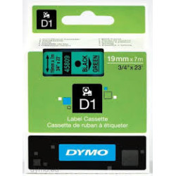 DYMO 45809 D1 Tape 19mm x 7m sort på grøn
