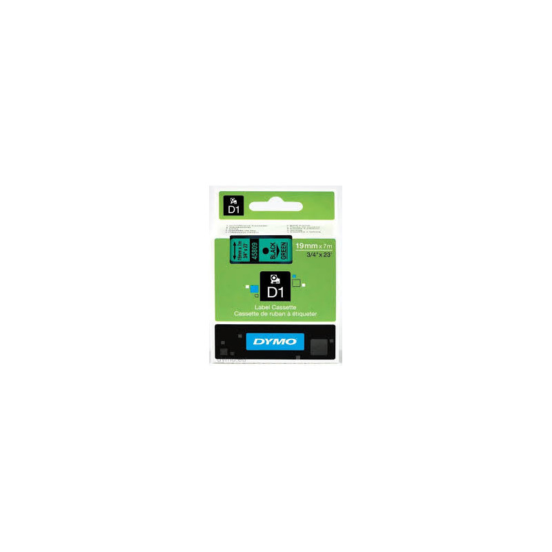DYMO 45809 D1 Tape 19mm x 7m sort på grøn