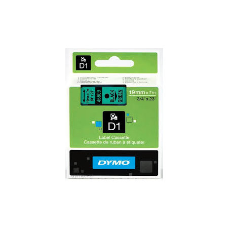 DYMO 45809 D1 Tape 19mm x 7m sort på grøn