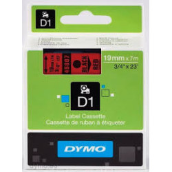 DYMO 45807 D1 Tape 19mm x 7m sort på rød